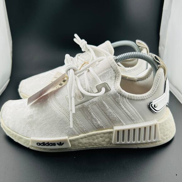 Adidas NMD_R1 Women’s Size 7.5 GW5681 White Silver Metallic Velvet Upper Boost - Picture 7 of 8